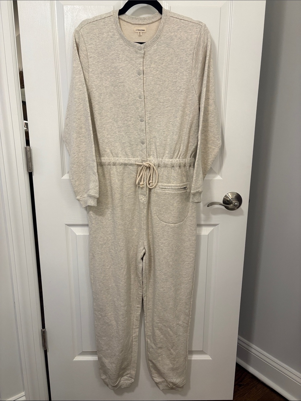 J. Peterman Heather Cream Long-Sleeve Drawstring Jumpsuit